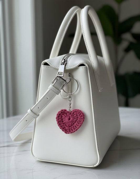 Crochet Heart Keychain